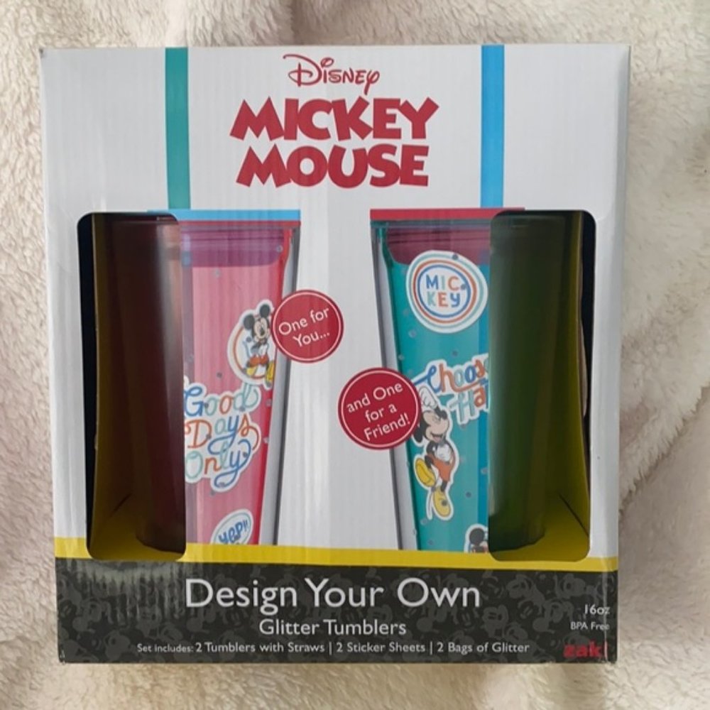 Mickey Mouse 2 Zak designs DIY tumbler set NEW